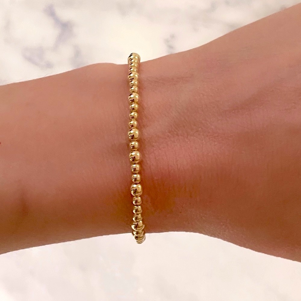 Mixed sized 14K gold-filled ball beaded stretch bracelet